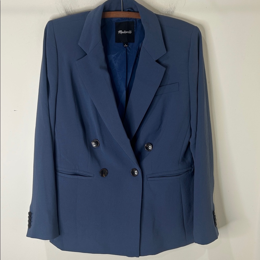 MADEWELL The Rosedale Blazer in Crepe Slate Blue Size 8 - Picture 16 of 16